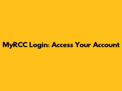 MyRCC Login: Access Your Account