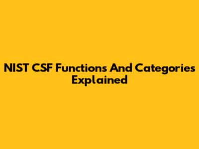 NIST CSF Functions And Categories Explained
