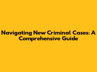 Navigating New Criminal Cases: A Comprehensive Guide
