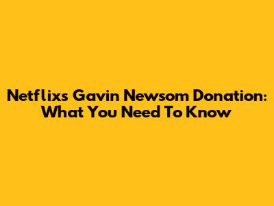Netflix's Gavin Newsom Donation: What You Need To Know