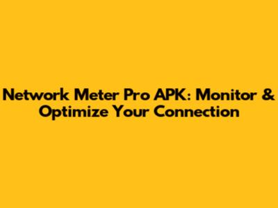 Network Meter Pro APK: Monitor & Optimize Your Connection