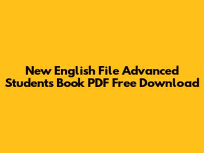 New English File Advanced Student's Book PDF Free Download