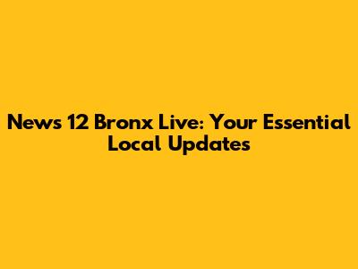 News 12 Bronx Live: Your Essential Local Updates