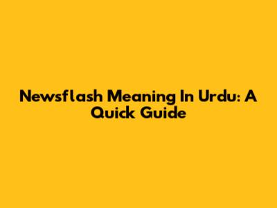 Newsflash Meaning In Urdu: A Quick Guide