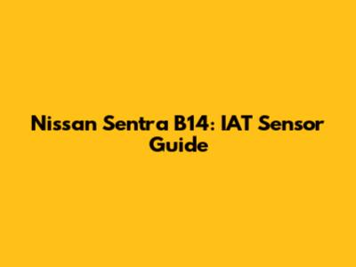 Nissan Sentra B14: IAT Sensor Guide