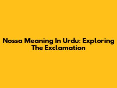 Nossa Meaning In Urdu: Exploring The Exclamation