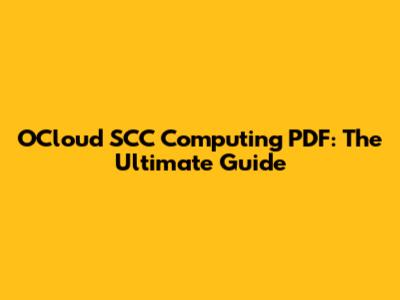OCloud SCC Computing PDF: The Ultimate Guide