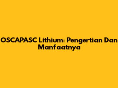 OSCAPASC Lithium: Pengertian Dan Manfaatnya