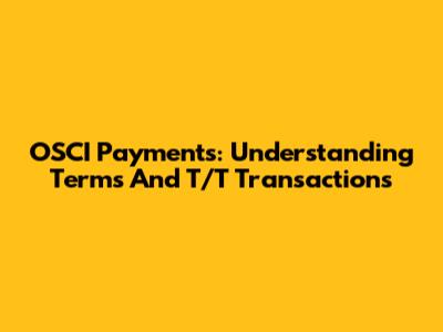 OSCI Payments: Understanding Terms And T/T Transactions