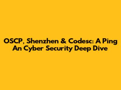 OSCP, Shenzhen & Codesc: A Ping An Cyber Security Deep Dive