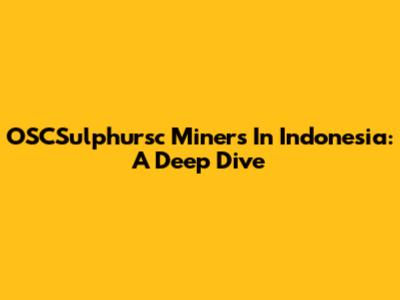 OSCSulphursc Miners In Indonesia: A Deep Dive