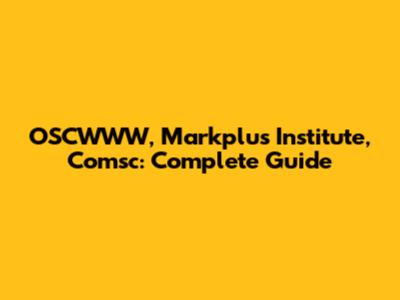 OSCWWW, Markplus Institute, Comsc: Complete Guide