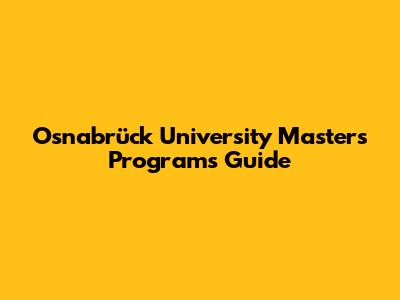 Osnabrück University Master's Programs Guide