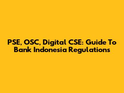 PSE, OSC, Digital CSE: Guide To Bank Indonesia Regulations