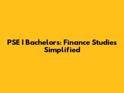 PSE I Bachelor's: Finance Studies Simplified