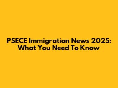 PSECE Immigration News 2025: What You Need To Know