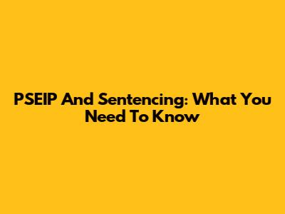 PSEIP And Sentencing: What You Need To Know