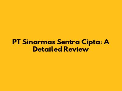 PT Sinarmas Sentra Cipta: A Detailed Review