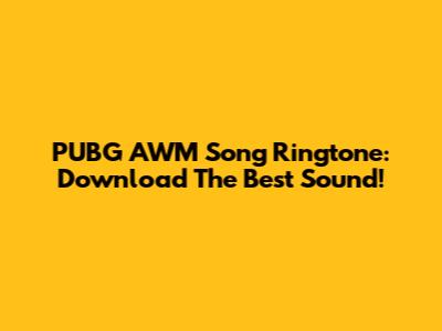 PUBG AWM Song Ringtone: Download The Best Sound!