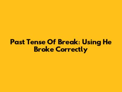 Past Tense Of Break: Using "He Broke" Correctly