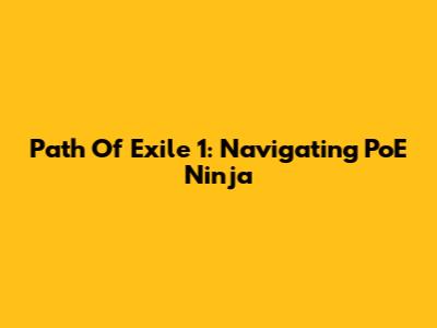 Path Of Exile 1: Navigating PoE Ninja