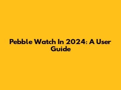 Pebble Watch In 2024: A User Guide