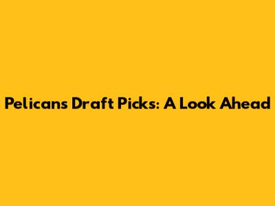 Pelicans' Draft Picks: A Look Ahead