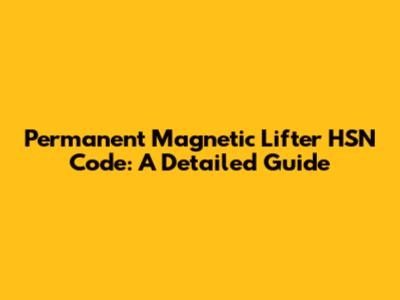Permanent Magnetic Lifter HSN Code: A Detailed Guide