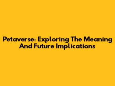 Petaverse: Exploring The Meaning And Future Implications