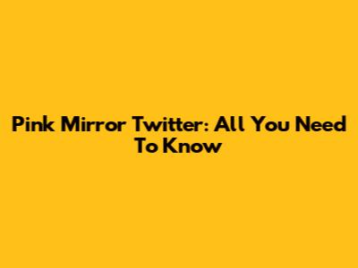 Pink Mirror Twitter: All You Need To Know