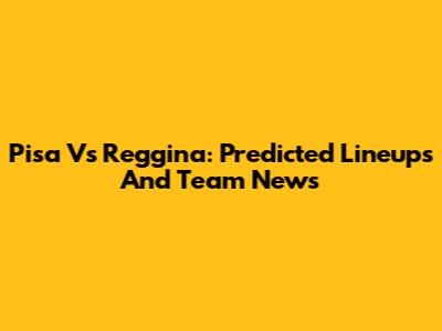 Pisa Vs Reggina: Predicted Lineups And Team News