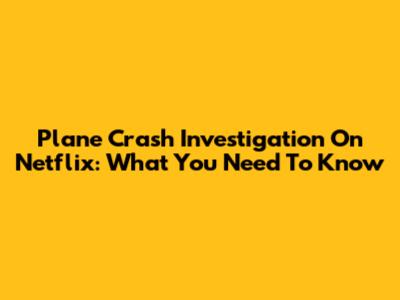Plane Crash Investigation On Netflix: What You Need To Know