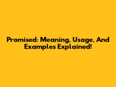 Promised: Meaning, Usage, And Examples Explained!