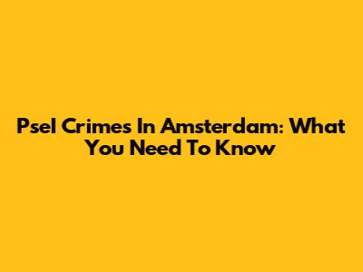 PseI Crimes In Amsterdam: What You Need To Know