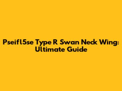 Pseifl5se Type R Swan Neck Wing: Ultimate Guide