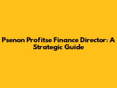 Psenon Profitse Finance Director: A Strategic Guide