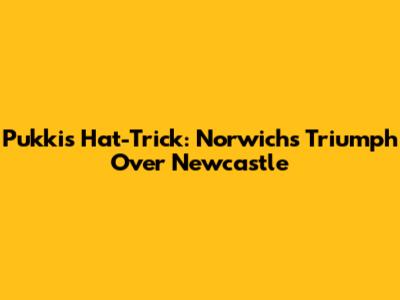 Pukki's Hat-Trick: Norwich's Triumph Over Newcastle