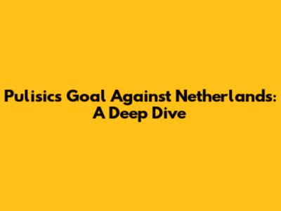 Pulisic's Goal Against Netherlands: A Deep Dive