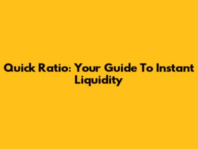Quick Ratio: Your Guide To Instant Liquidity