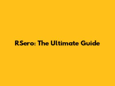 RSero: The Ultimate Guide