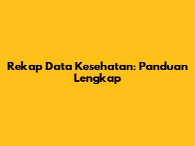 Rekap Data Kesehatan: Panduan Lengkap