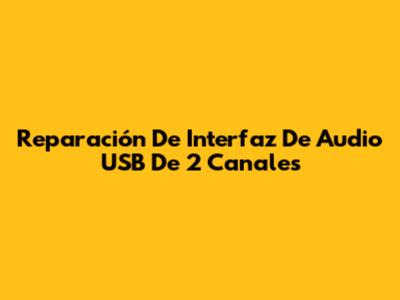Reparación De Interfaz De Audio USB De 2 Canales