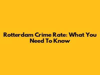 Rotterdam Crime Rate: What You Need To Know