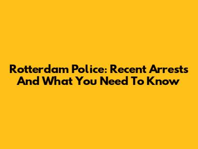 Rotterdam Police: Recent Arrests And What You Need To Know
