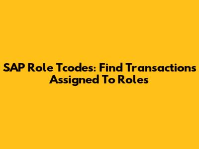 SAP Role Tcodes: Find Transactions Assigned To Roles