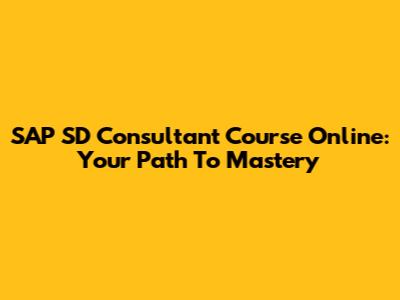 SAP SD Consultant Course Online: Your Path To Mastery