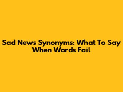 Sad News Synonyms: What To Say When Words Fail