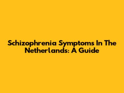 Schizophrenia Symptoms In The Netherlands: A Guide