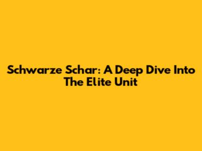 Schwarze Schar: A Deep Dive Into The Elite Unit