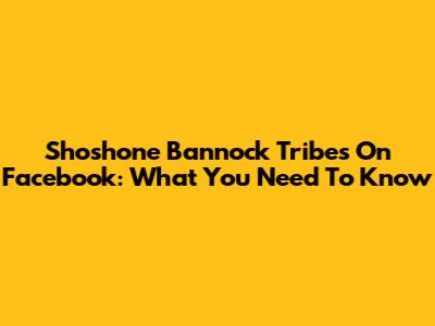 Shoshone Bannock Tribes On Facebook: What You Need To Know